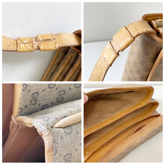 Gucci beige Guccissima monogram canvas and leather shoulder bag vintage - Picture 7 of 11